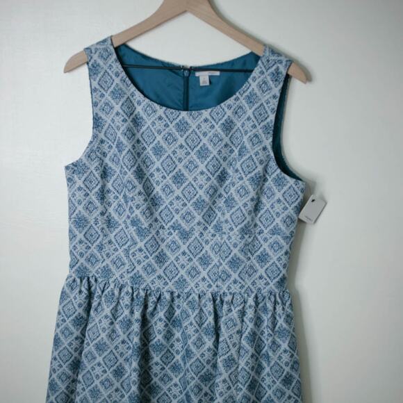 Halogen Sleeveless Fit & Flare Teal Diamond Dress 14 NWT - Picture 3 of 8